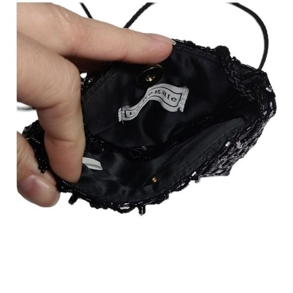 La Regale black Handbag Shoulder Evening Bag Beaded - Picture 4 of 5